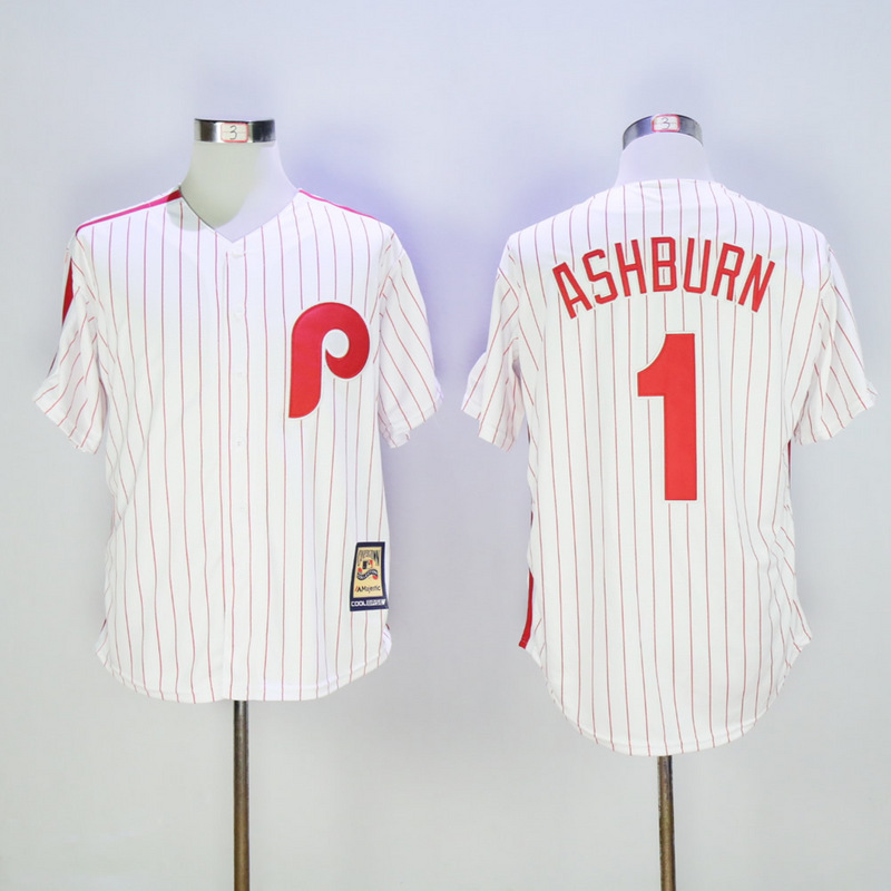 2017 MLB Philadelphia Phillies #1 Ashburn White stripe Game Throwback Jerseys->philadelphia phillies->MLB Jersey